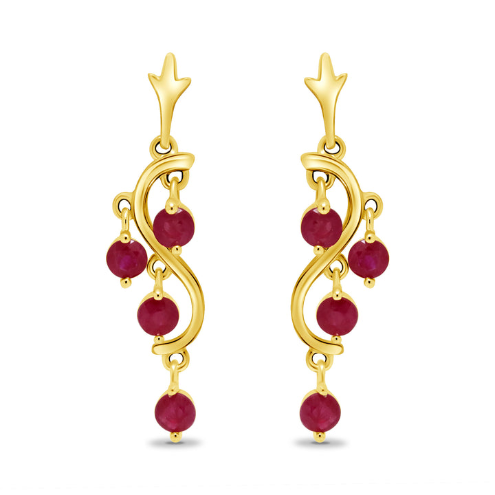 Ruby Chandelier 9ct Yellow Gold Drop Earrings