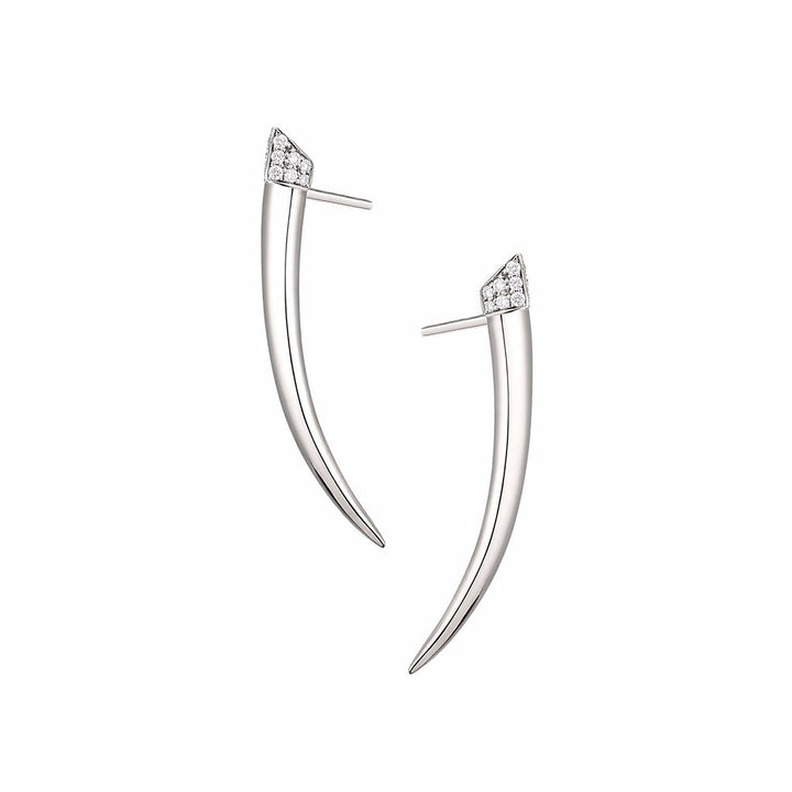 Shaun Leane Silver Diamond Tusk Earrings SA028.SSWHEOS