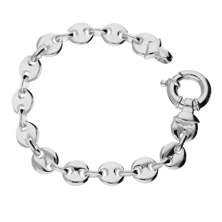 Polished Round Link Silver Bracelet