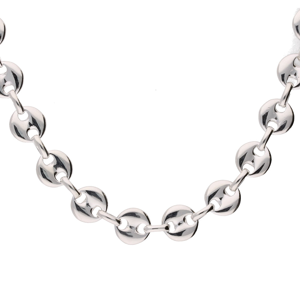 Polished Round Link Silver Necklet - Michael Jones Jeweller