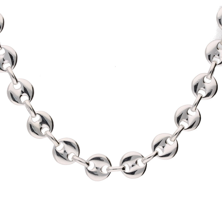 Polished Round Link Silver Necklet