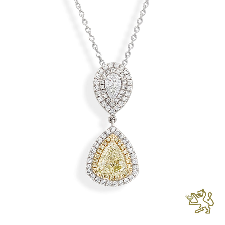 Skye Duo Pear Yellow Diamond 1.01ct Platinum Pendant - Michael Jones Jeweller