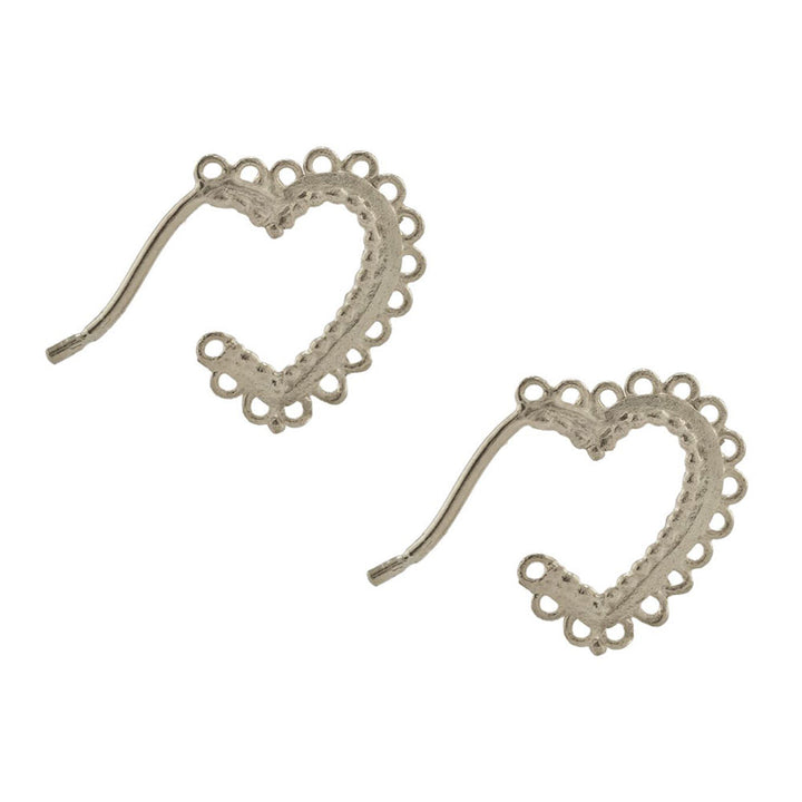 Alex Monroe Small Lace Edged Heart Hoop Earrings