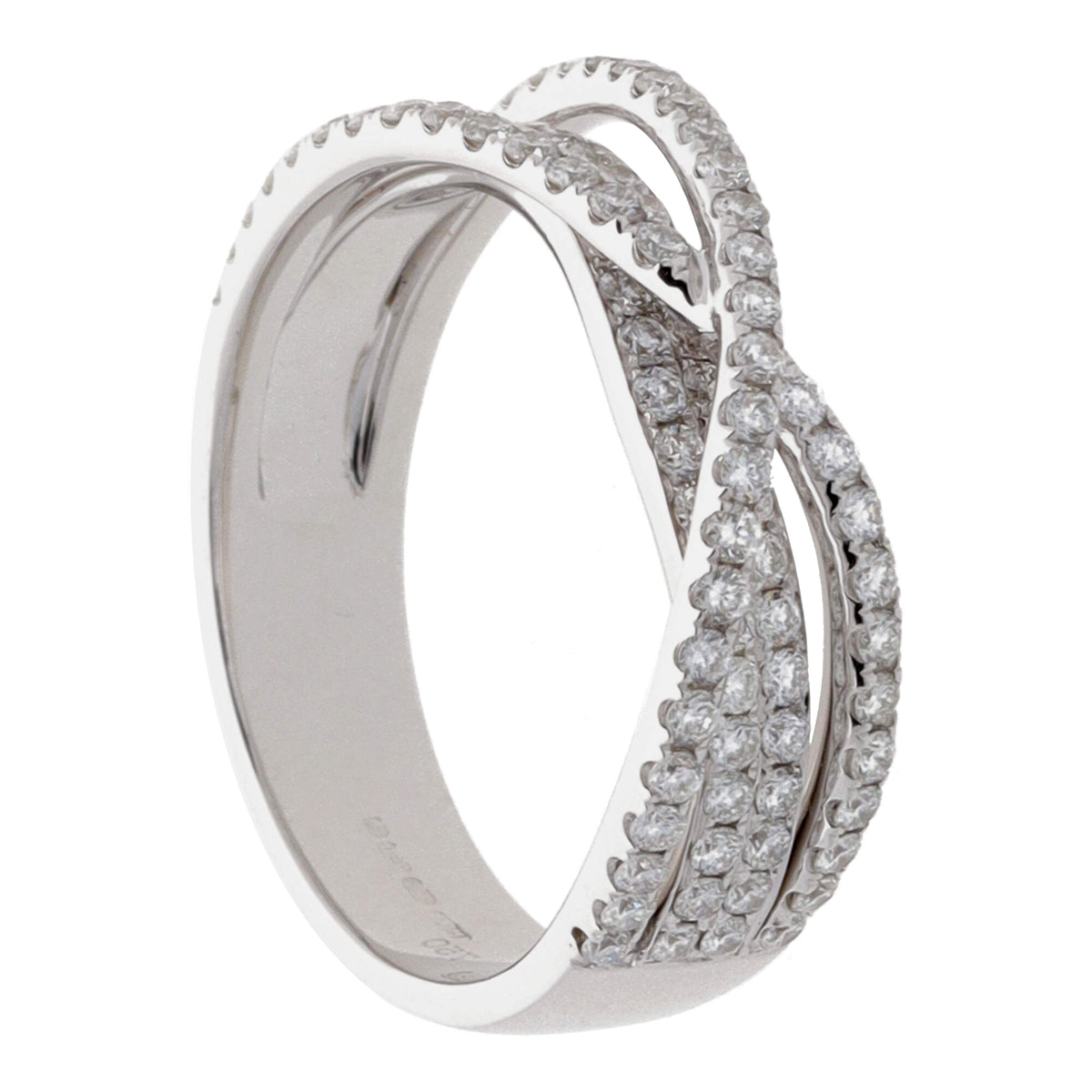Diamond 18ct White Gold Four Strand Crossover Ring - Michael Jones Jeweller