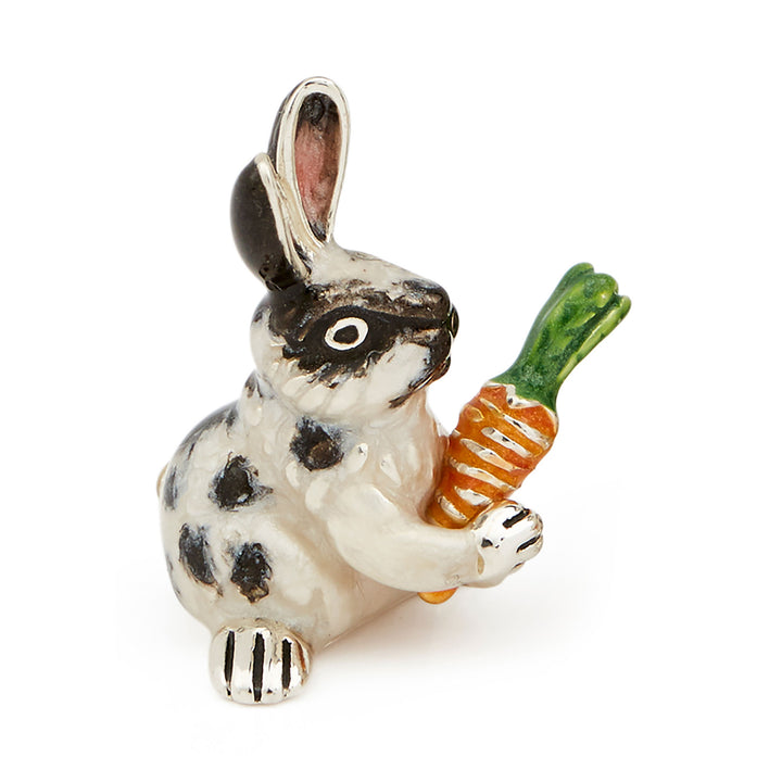 Saturno Silver Enamel Rabbit with Carrot Small ST643-3