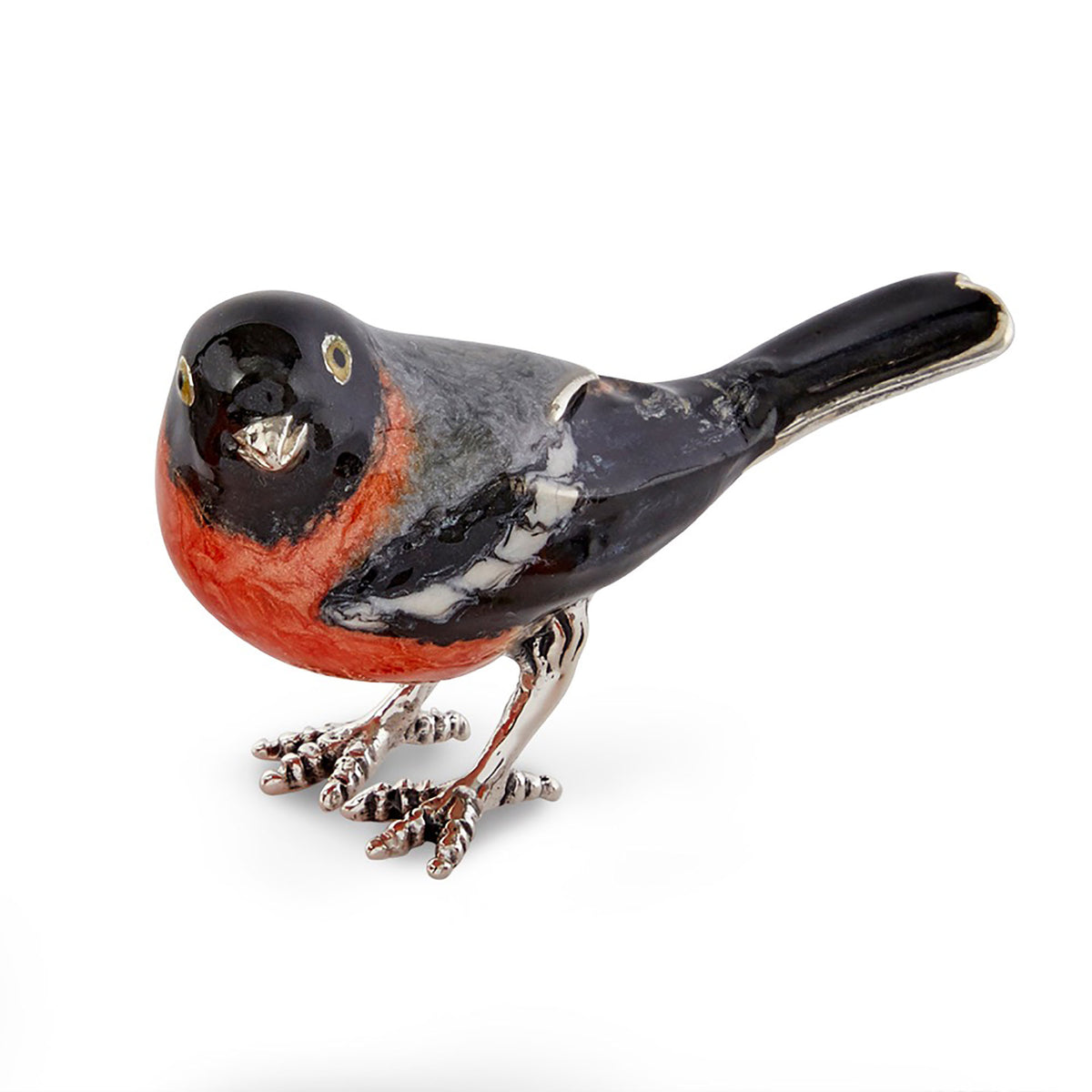 Saturno Silver Enamel Bullfinch ST724-2 - Michael Jones Jeweller