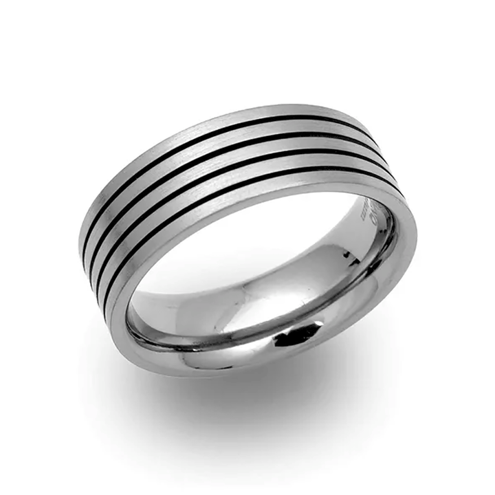 Unique & Co Titanium and Black Enamel Ring