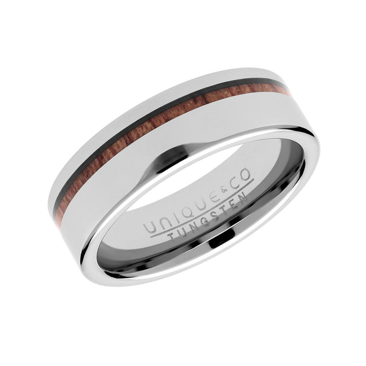 Unique & Co Tungsten Carbide Wood Inlay Ring