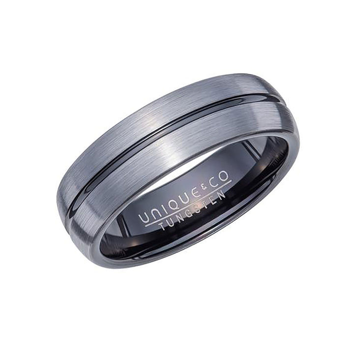 Unique & Co Brushed Black IP Plated Tungsten Ring 7mm