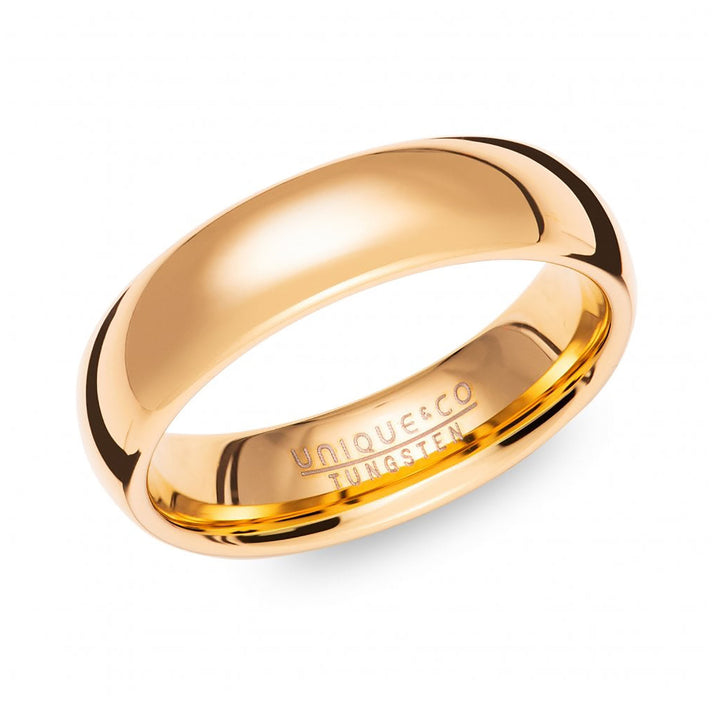 Unique & Co Polished Yellow Gold Plated Tungsten Carbide Ring 6mm