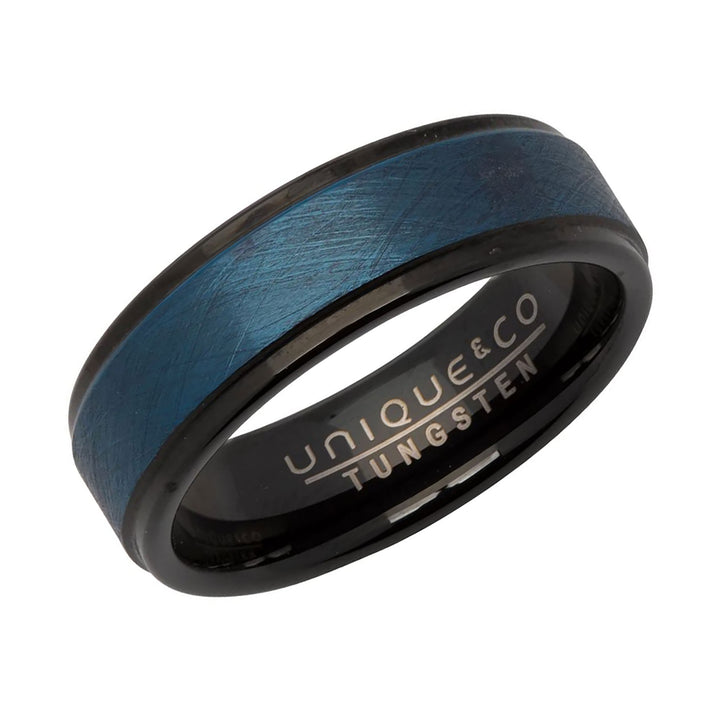 Unique & Co Black/Blue Tungsten Carbide Ring - Michael Jones Jeweller