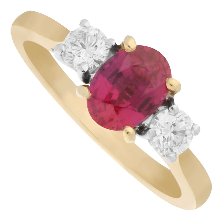 Ruby and Diamond Three Stone Ring - Michael Jones Jeweller