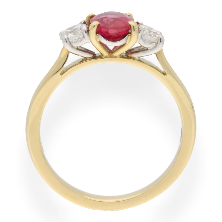 Ruby and Diamond Three Stone Ring - Michael Jones Jeweller
