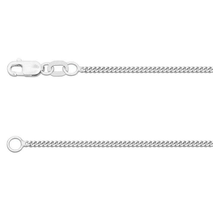 9ct White Gold 16 Inch Diamond Cut Curb Chain - Michael Jones Jeweller