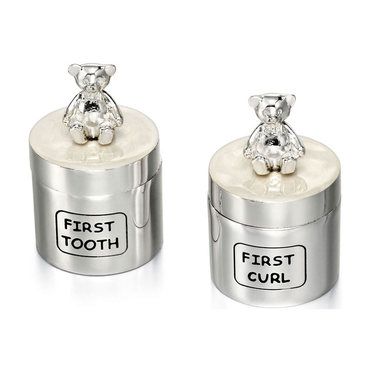 Silver Plated Tooth Box and Curl Box